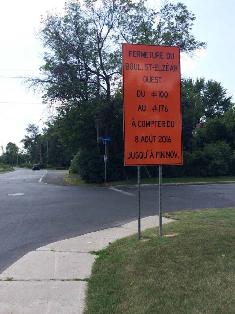 Le boulevard Saint-Elzéar Ouest sera de nouveau accessible entre le boulevard des Laurentides et l'avenue Francis-Hughes dès le 1er décembre nous dit la Ville.