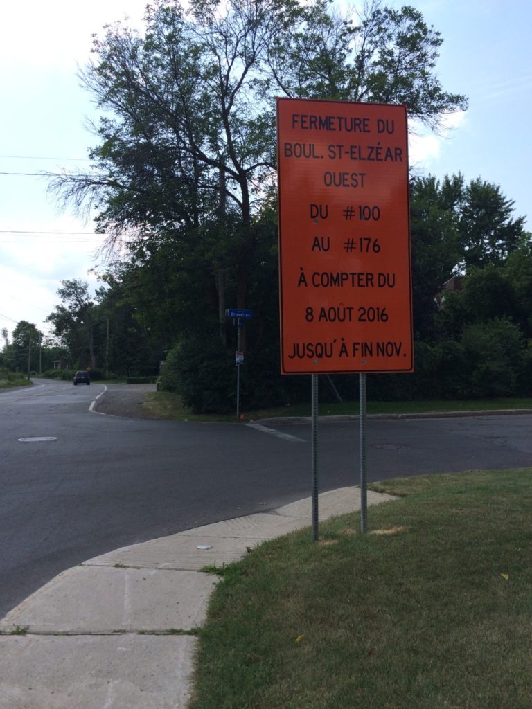 Le chantier du boulevard Saint-Elzéar Ouest est un des nombreux déployés sur le territoire lavallois en 2016.