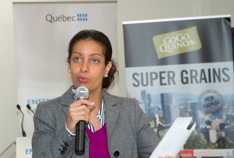 800 000 $ en soutien à 30 projets d’exportation La vice-première ministre du Québec et titulaire du portefeuille de l'Économie, Dominique Anglade, lors de son passage à Laval le 13 avril.