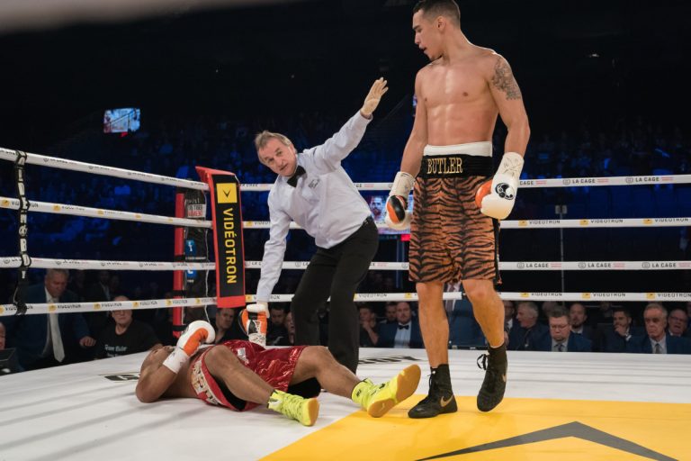 Le Montréalais Ryan Butler (20-1-1, 17 K.O.) a cogné assez dur pour passer le troisième K.O. de la soirée, terrassant l'Américain Lanardo Tyner (32-11-2, 20 K.O.) dans la deuxième minute du second round.