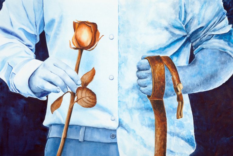 Des aquarellistes lavallois dans tous leurs états L'œuvre gagnante de l'expo-concours de l'an dernier créée par Andrée Asselin. Une image-choc au propos social clair.