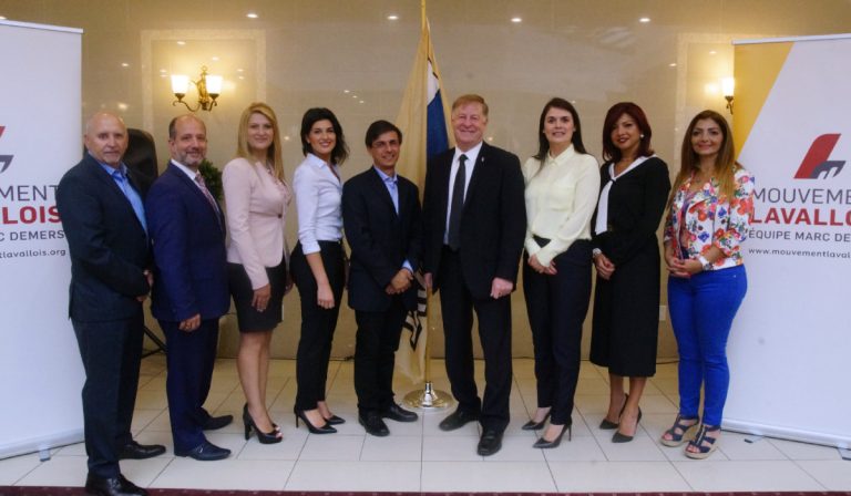 En plus de son bilan, le maire Demers a présenté quelques candidats en vue des prochaines élections. On reconnaît Daniel Hébert (Marigot); Vasilios Karidogiannis (L'Abord-à-Plouffe); Aline Dib (Saint-Martin); Isabella Tassoni (Laval-des-Rapides); Aram Elagoz (Renaud); Sandra Desmeules (Concorde-Bois-de-Boulogne); Sandra El-Helou (Souvenir-Labelle) et Grace Ghazal (Chomedey).