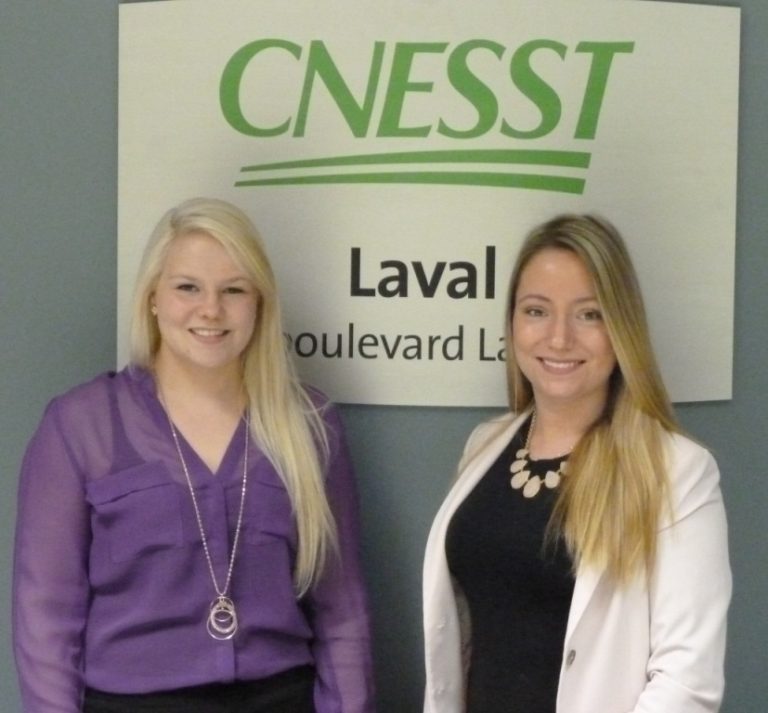 L’Escouade jeunesse pour prévenir les accidents de travail Liliane Smith et Marie-Claudia Côté forment l'Escouade Jeunesse de la direction régionale de la Commission des normes, de l’équité, de la santé et de la sécurité du travail (CNESST).