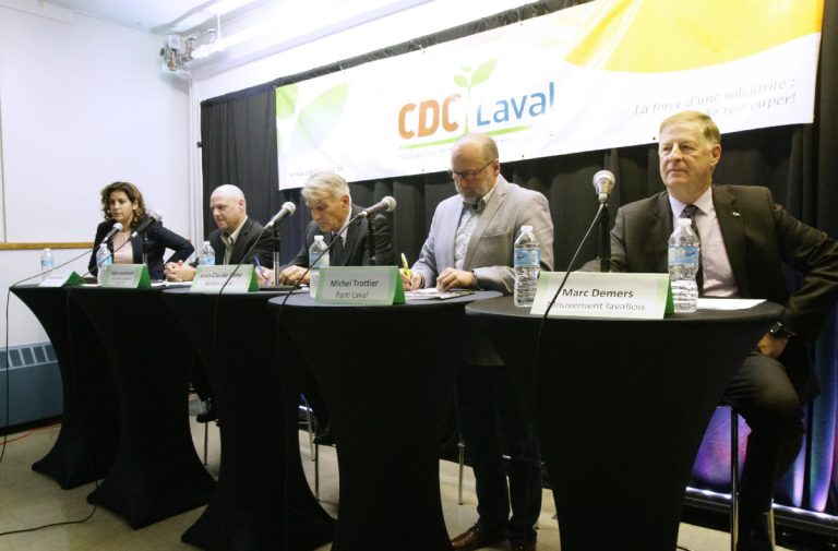 Le milieu communautaire entend les candidats à la mairie Il y avait autant de cols bleus manifestant leur mécontentement à l'extérieur que de citoyens exprimant leurs préoccupations à l'intérieur durant ce débat électoral.