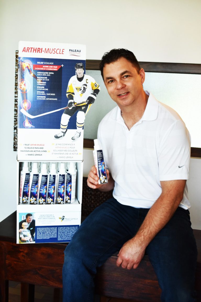 Patrick Lebeau a reçu l'aide de Mario Lemieux comme porte-parole de son produit.
