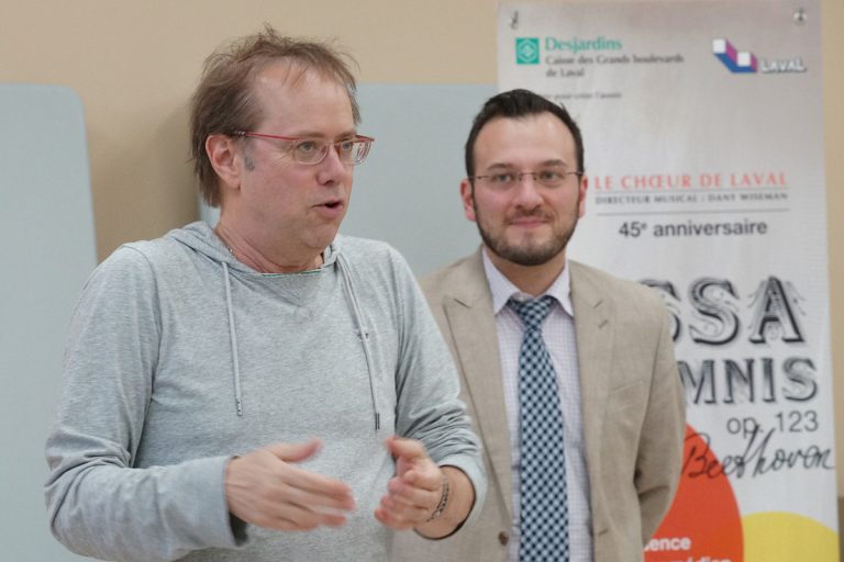 Beethoven et Denis Bouchard pour les 45 ans du Chœur de Laval Le comédien et porte-parole Denis Bouchard et le chef du Choeur de Laval, Dany Wiseman.(Photo TC Media - Mario Beauregard)