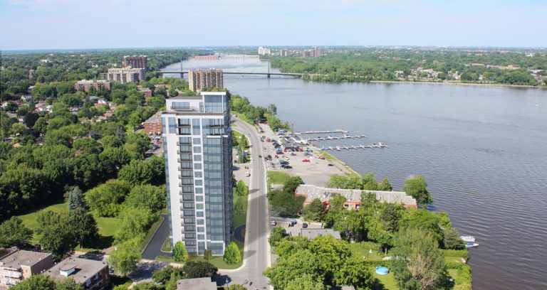 Voici la maquette de la tour de 18 étages des Condominiums L'Envol, telle qu'elle apparaît sur le site Web du promoteur immobilier.