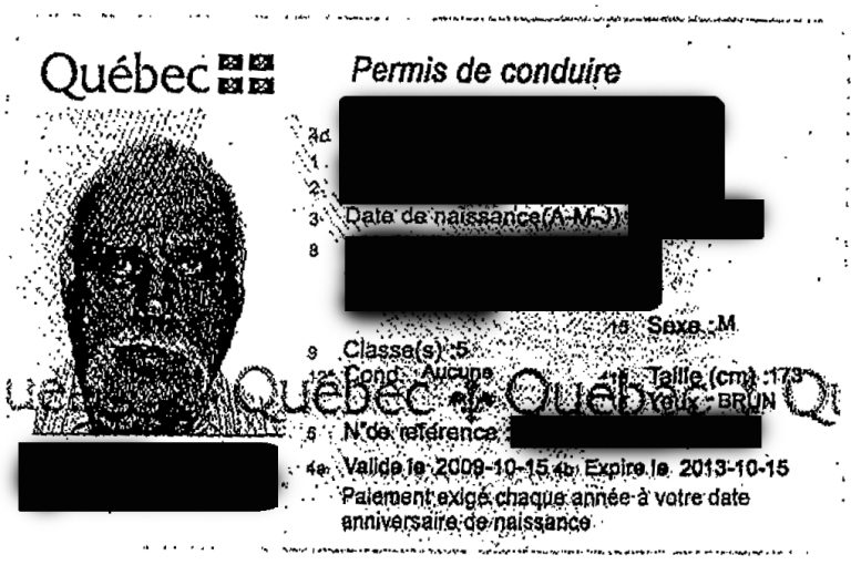 L'homme recherché possède un faux permis de conduire.