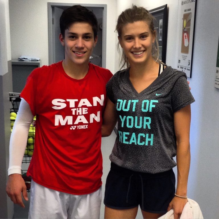 Alexis Galarneau s'entraîne avec la reine du tennis canadien Eugénie Bouchard.
