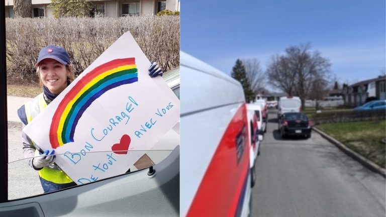 Plus de 100 camions des postes encouragent les CHSLD Postes Canada Laval COVID-19