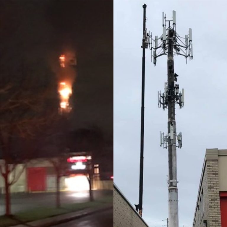 Incendie suspect d’1 M$ à une tour Rogers Incendie Tour TELUS