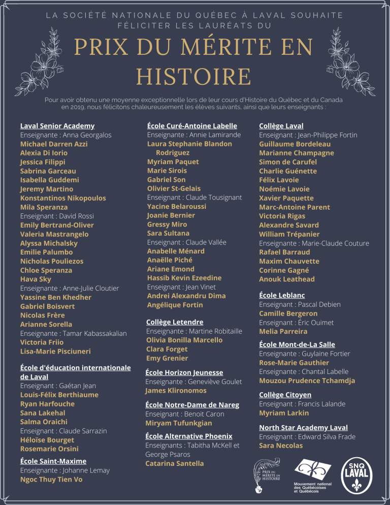 70 lauréats lavallois en histoire