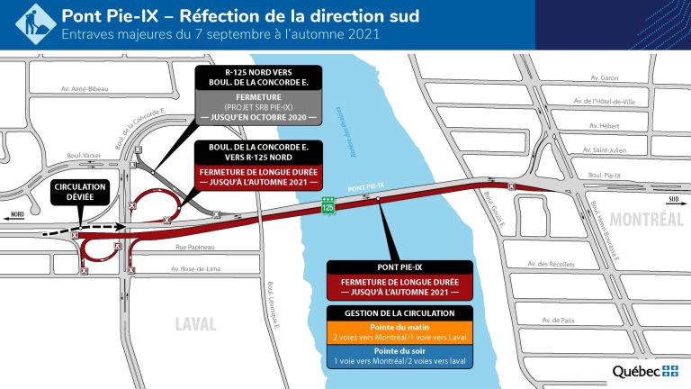 Fermetures pour le début des travaux de réfection du Pont Pie-IX Pie-IX
