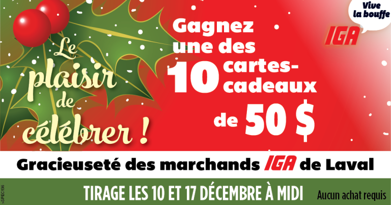 CONCOURS | Gagnez une des 10 cartes cadeaux IGA de 50$