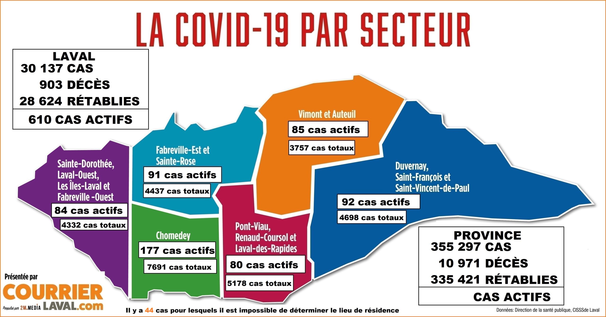 Carte cas COVID-19 Laval 6 mai 2021
