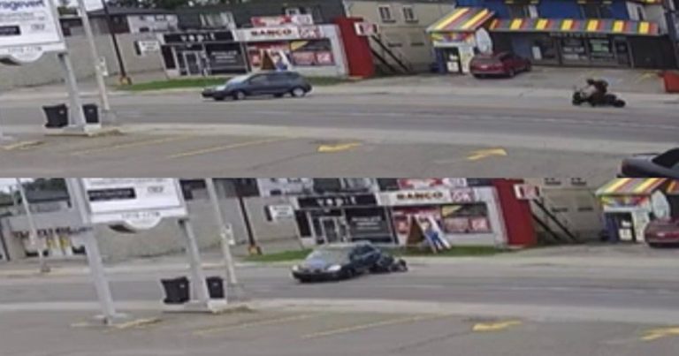 Violent accident entre une moto et un conducteur filmé dans Vimont accident véhicule moto boulevard des laurentides rue de Genève Vimont Laval